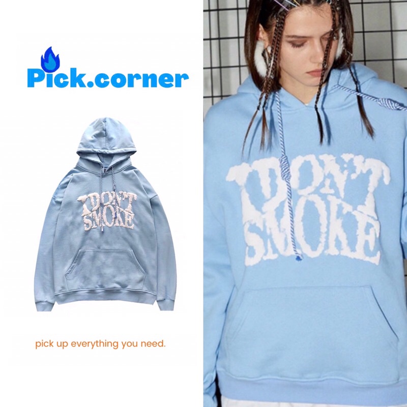 Áo hoodie unisex hiphop nam nữ I DON’T SMOKE blue form rộng. AN12