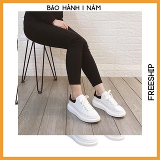 Giày mcq độn đế 3 phân màu trắng gót đen hot trend - moristore