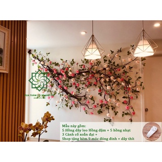 Hoa Hồng dây leo giả/nhựa trang trí nhà cửa, ban công (1m7, 8 màu)