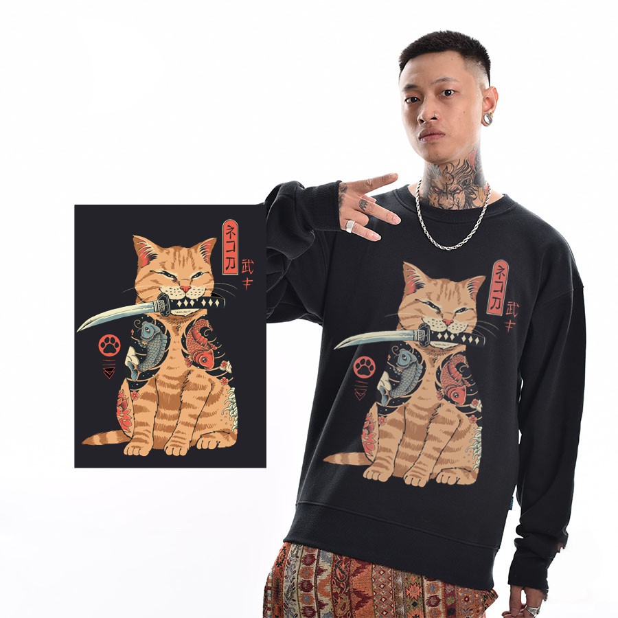 Áo Sweater Unisex Hình Mèo Art Vincentridad phong cách Hàn Quốc cá tính, Chất nỉ mã HD43 - Tặng vòng xinh | BigBuy360 - bigbuy360.vn