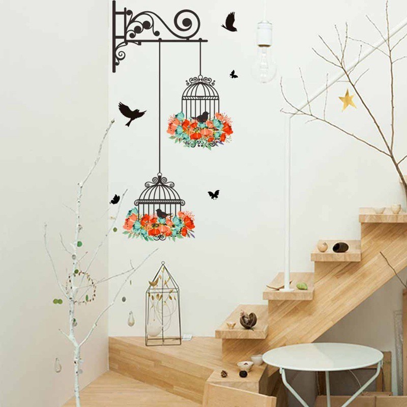 Giấy trang trí dán tường họa tiết lồng chim độc đáo chất lượng cao