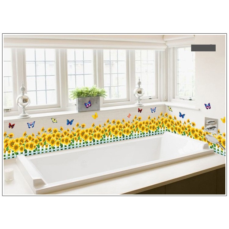 Decal dán trang trí chân tường Hoa Hướng dương - DCT006