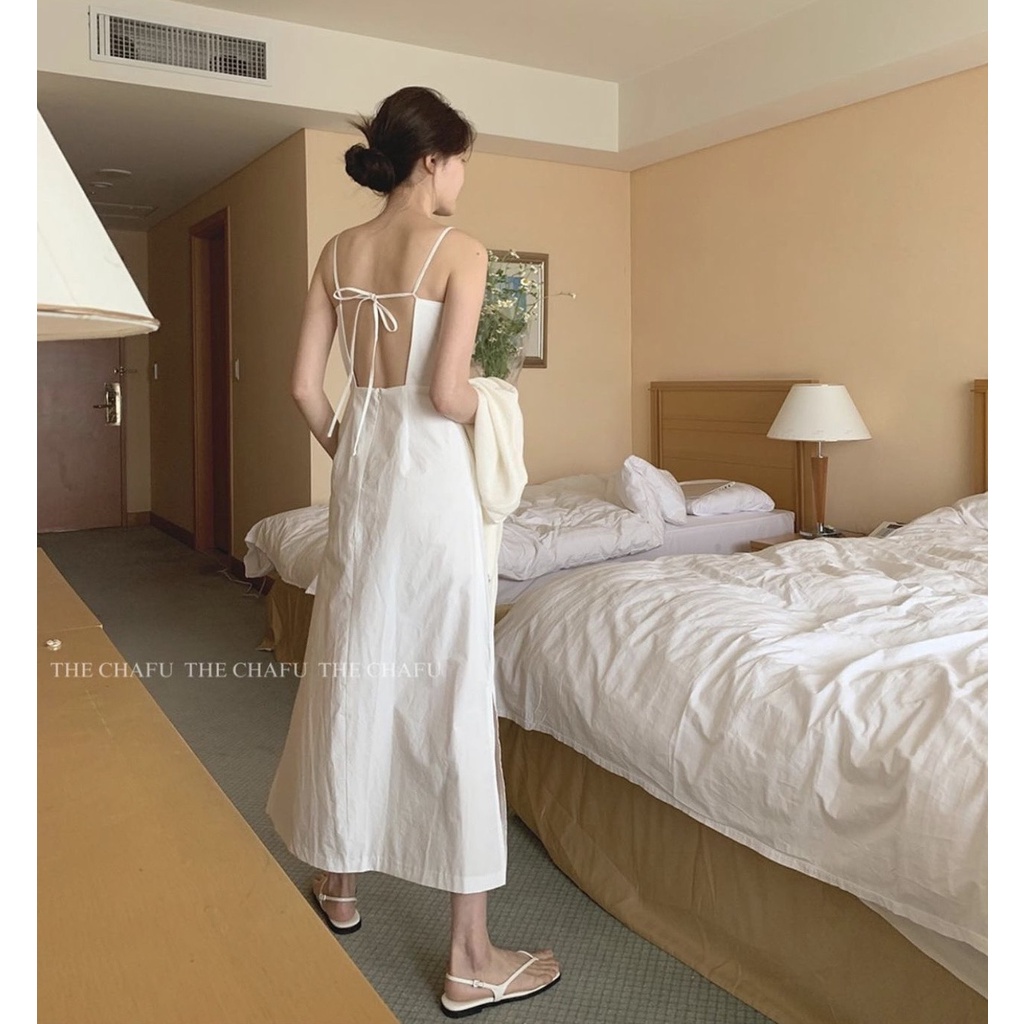 ĐẦM DÀI MAXXI HAI DÂY CỘT NƠ HỞ LƯNG - KIMI DRESS | BigBuy360 - bigbuy360.vn