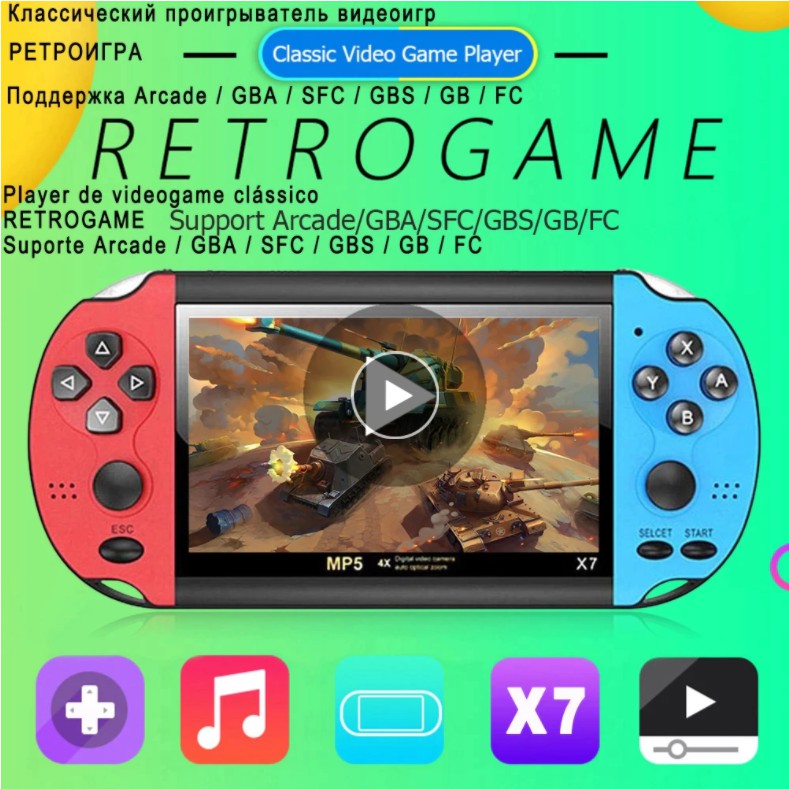 Máy Chơi Game Nitendo X7, Tặng Thẻ 8gb VàTặng Tai Nghe Máy Có Sẵn 9000 Trò Chơi GBA - SNES - GBC - PSP - 2021