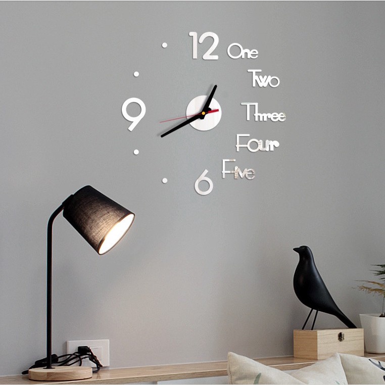 Đồng Hồ Dán Tường Mặt Gương Acrylic 3D DIY Không Khung Kích Thước Nhỏ Không Gây Tiếng Ồn Trang Trí Nhà Cửa / Văn Phòng / Phòng Ngủ