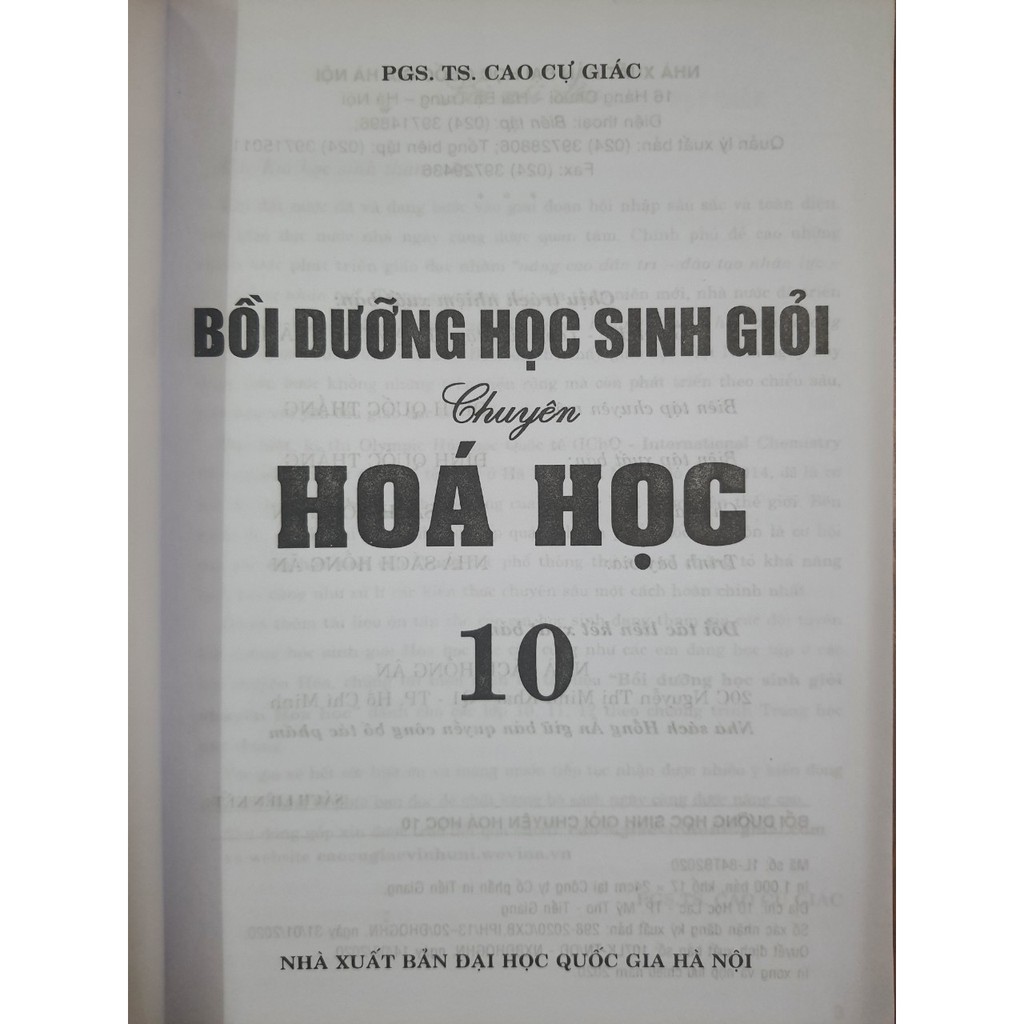 Sách - Bồi dưỡng Học Sinh Giỏi chuyên Hóa Học 10