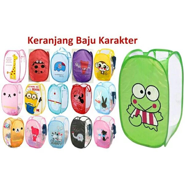 Giỏ Đựng Quần Áo Bẩn In Hình Mèo Hello Kitty Doraemon Minion Keropi