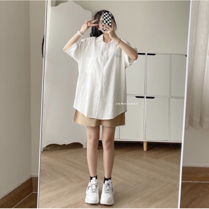 - - ÁO SƠ MI THÊU CHỮ HÀN TAY LỠ - - mẫu hot 2022
