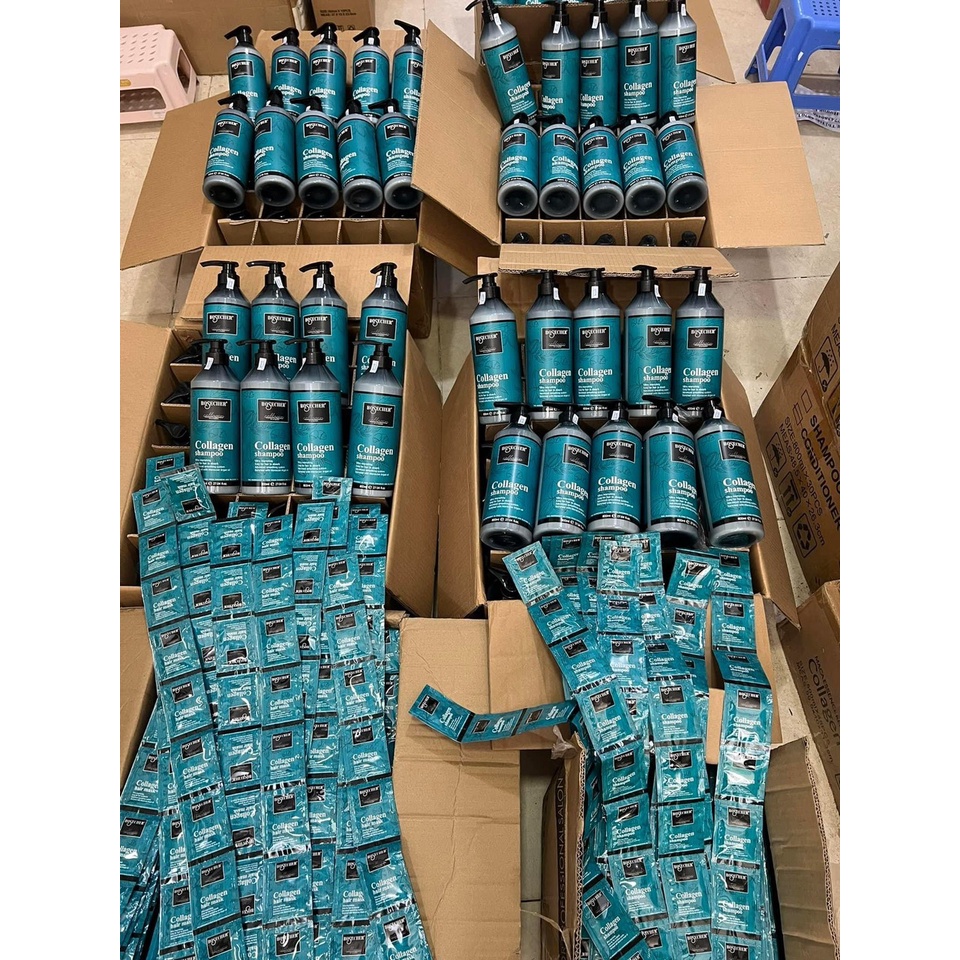 Dầu gội xả BOSECHER phục hồi tóc hư tổn kích thích mọc tóc siêu mượt 800Ml * 2