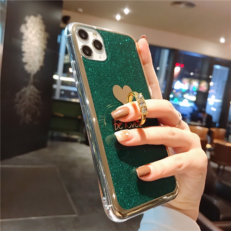 Ốp Điện Thoại Mềm Mạ Vàng 3D Có Vòng Đỡ Cho iPhone 6 6s 7 8 Plus X XS XR 11 Pro Max