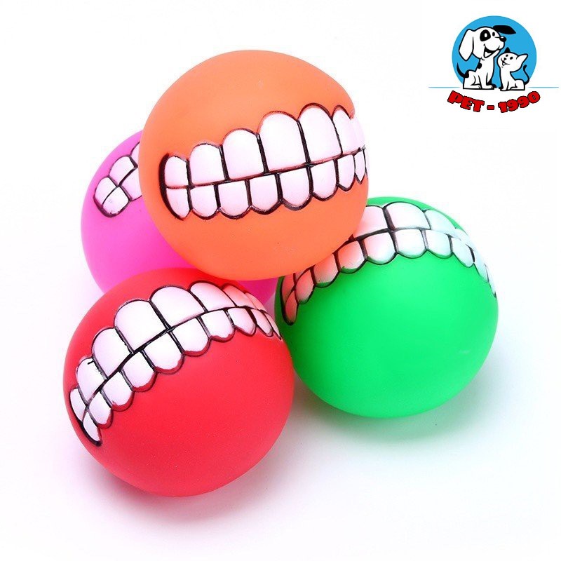 Bóng Gặm Cao Su Hình Răng Cười Ngộ Nghĩnh Có Tiếng Kêu Giúp Sạch Răng Cho Chó Mèo