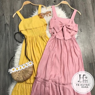 Đầm maxi nơ lưng kèm hình thật