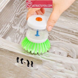 Dụng cụ Cọ rửa chén bát nhà bếp kèm bình chứa chất tẩy rửa tiện lợi (Giao ngẫu nhiên)