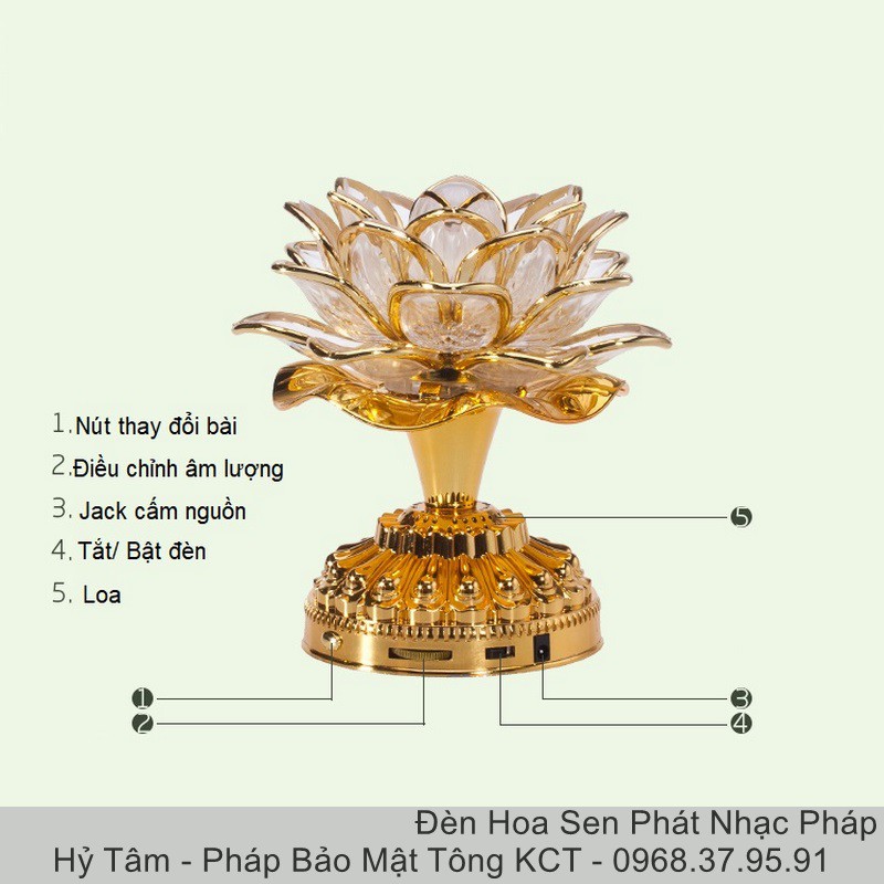 Đèn Hoa Sen Phát Nhạc Phật Giáo Cắm Điện Nguồn