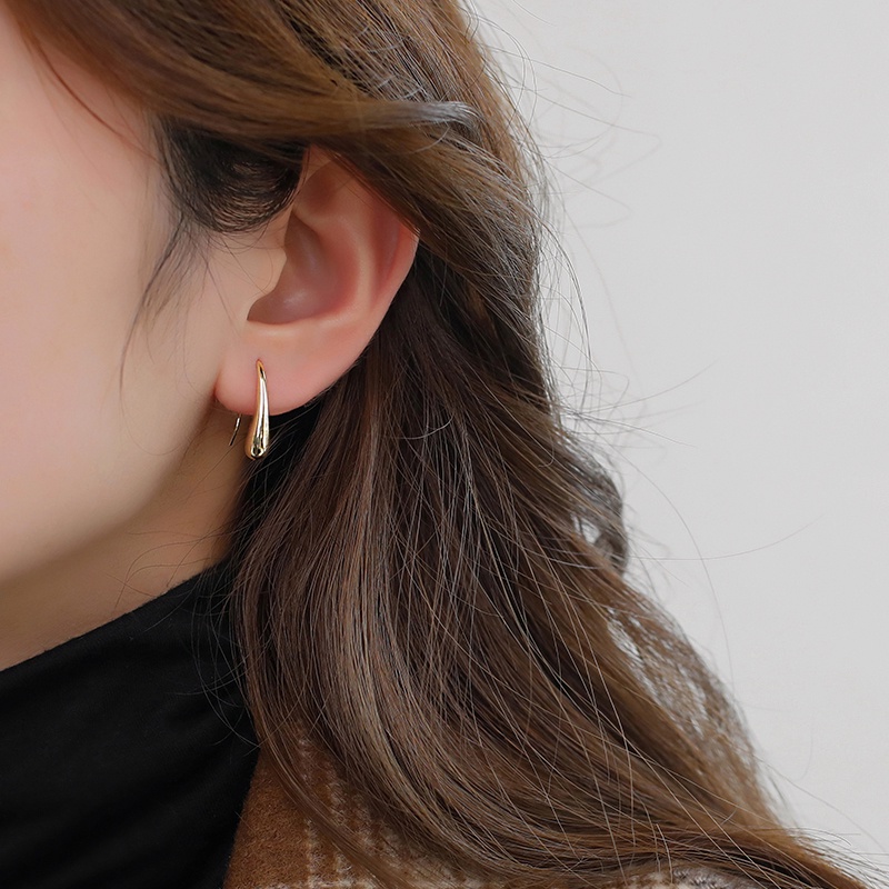 Bông Tai Basic , Khuyên tai nữ titan hình giọt nước đơn giản Retro, Vintage Ivy.acc H56