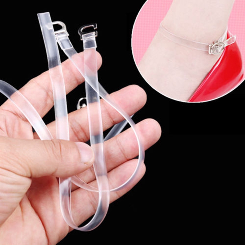 2pc Detachable Clear Silicone Shoe Straps Band for Loose High Heeled Shoes Pumps