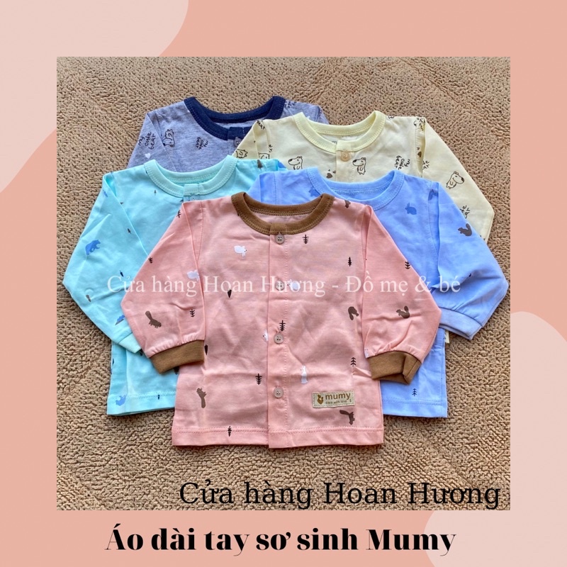 Áo dài tay cài khuy sơ sinh Mumy