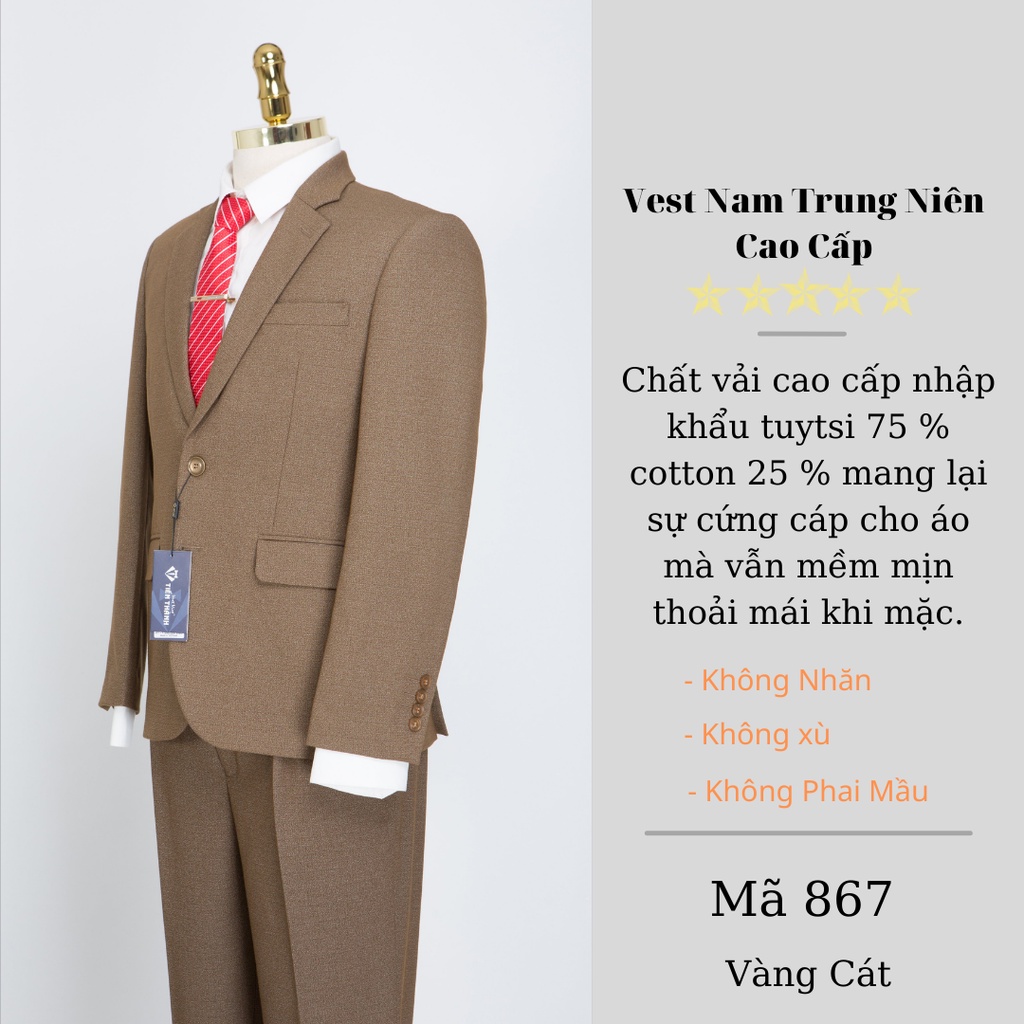 Bộ vest nam trung niên chất liệu tuýt si nhập khẩu ấn độ vest việt tiến thành