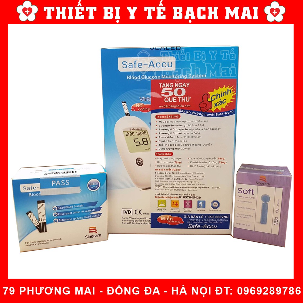 MÁY ĐO ĐƯỜNG HUYẾT SAFE- ACCU THƯƠNG HIỆU SINOCARE [BẢO HÀNH TRỌN ĐỜI]