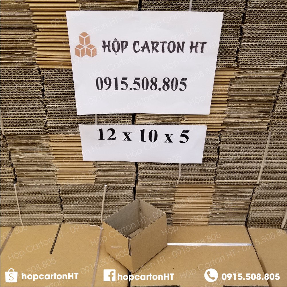 Combo 100 Hộp Giấy Carton Gói Hàng 12x10x5 Thùng Carton Đóng Hàng Giá Rẻ Chất Liệu Carton 3 Lớp Dày - Hộp Carton HT