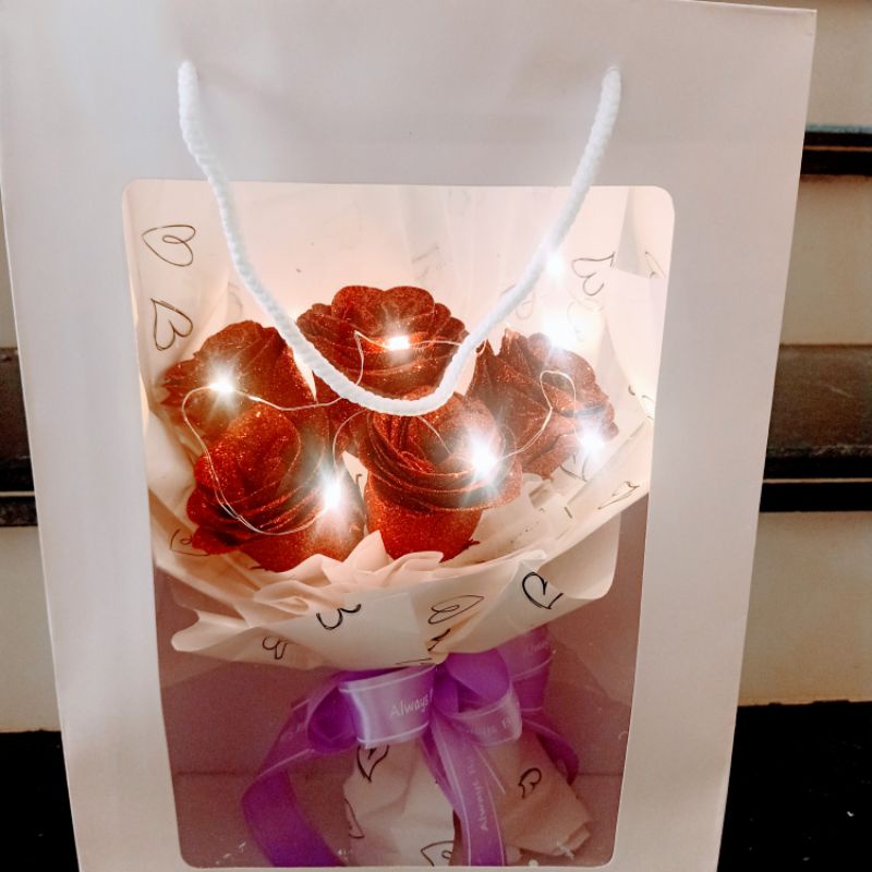 Bó hoa sáp hoặc nhũ 3b (5bông)