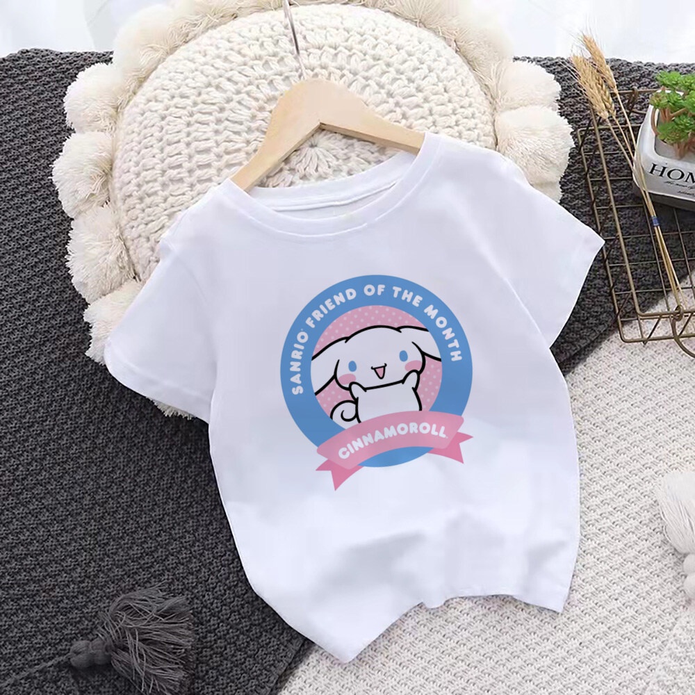 Áo Thun Tay Ngắn Cổ Tròn In Hoạt Hình cinnamoroll Dễ Thương Cho Bé Gái