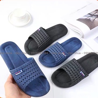 Dép nhựa 3 sao đi trong nhà, nhà tắm, văn phòng (Xanh, Đen) iDép 𝐃𝐋𝟎𝟑𝟔 Dép nam nữ quai ngang lưới chống trơn trượt