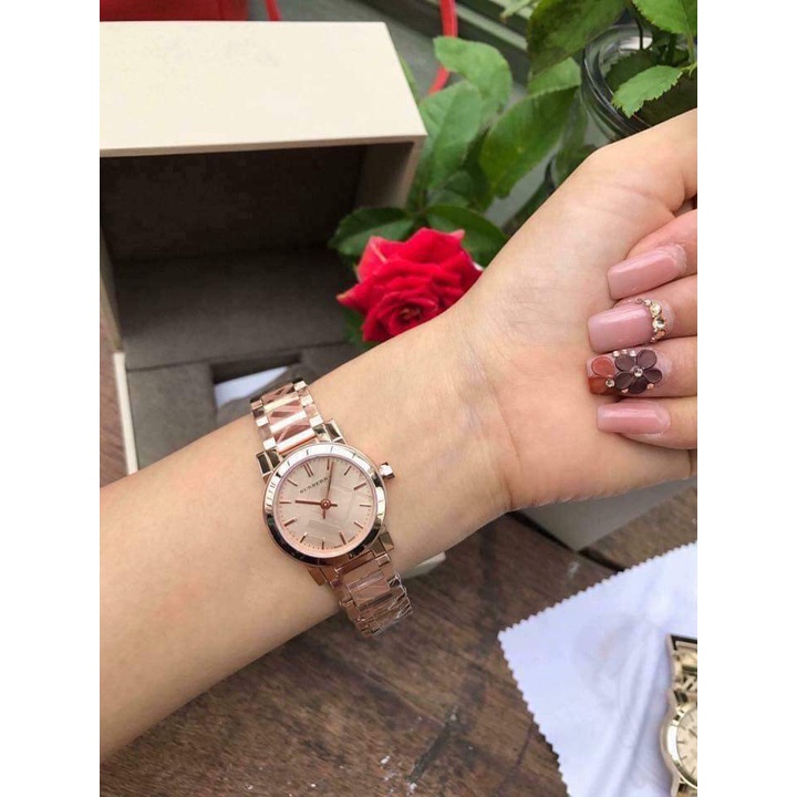 Đồng hồ Bubery Nữ cao cấp chạy pin máy Nhật size 28-34mm dây vân kim loại vàng hồng