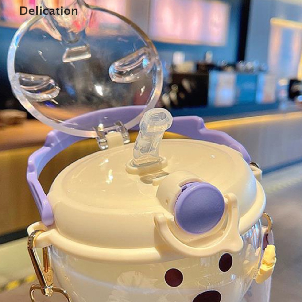 Bình Nước Cỡ Lớn Có Ống Hút Hình Gấu Dễ Thương Cho Bé Gái