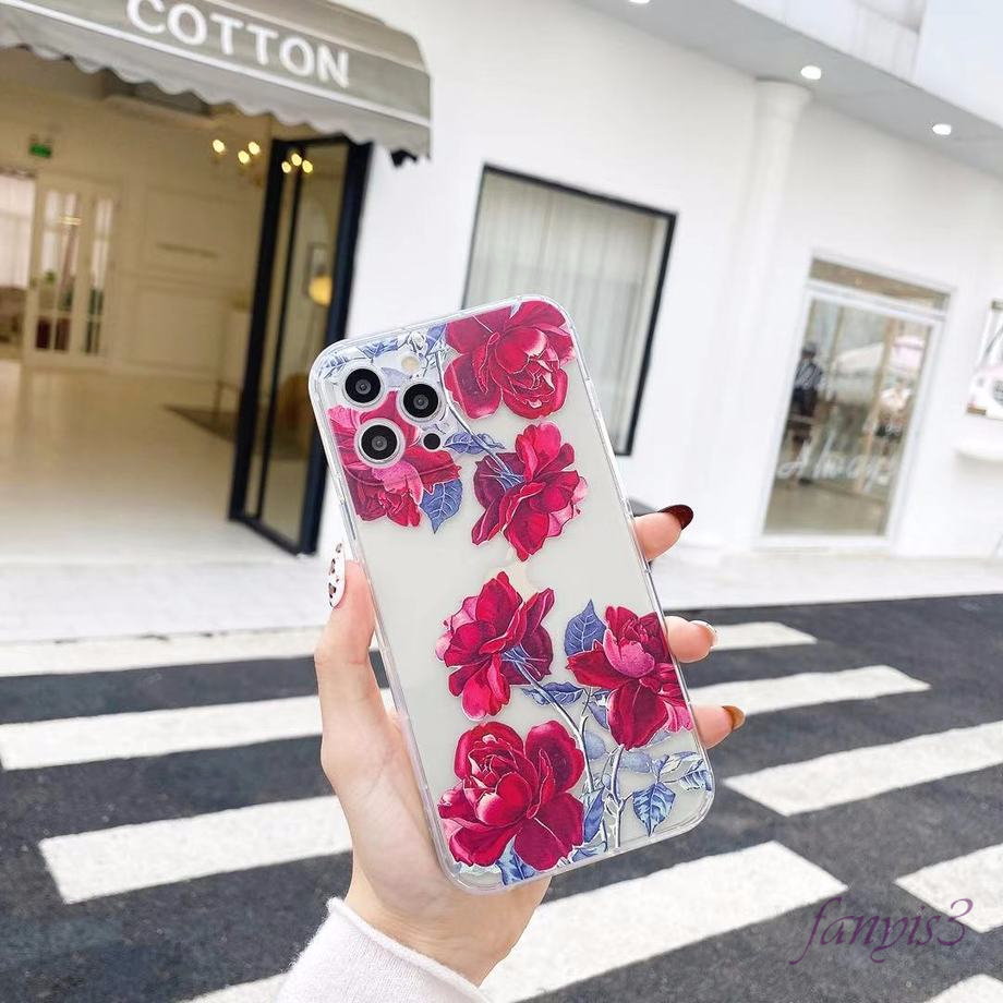 Iphone 12 11 Pro Max 12 Mini Xs Max Xr 7 8 6 6s Plus Ốp Điện Thoại Trong Suốt Chống Rơi In Hình Hoa Hồng Cho | BigBuy360 - bigbuy360.vn