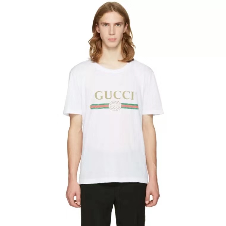 Áo Thun Tay Ngắn Chất Liệu Cotton In Chữ Gucci Thời Trang Cho Nam Và Nữ !