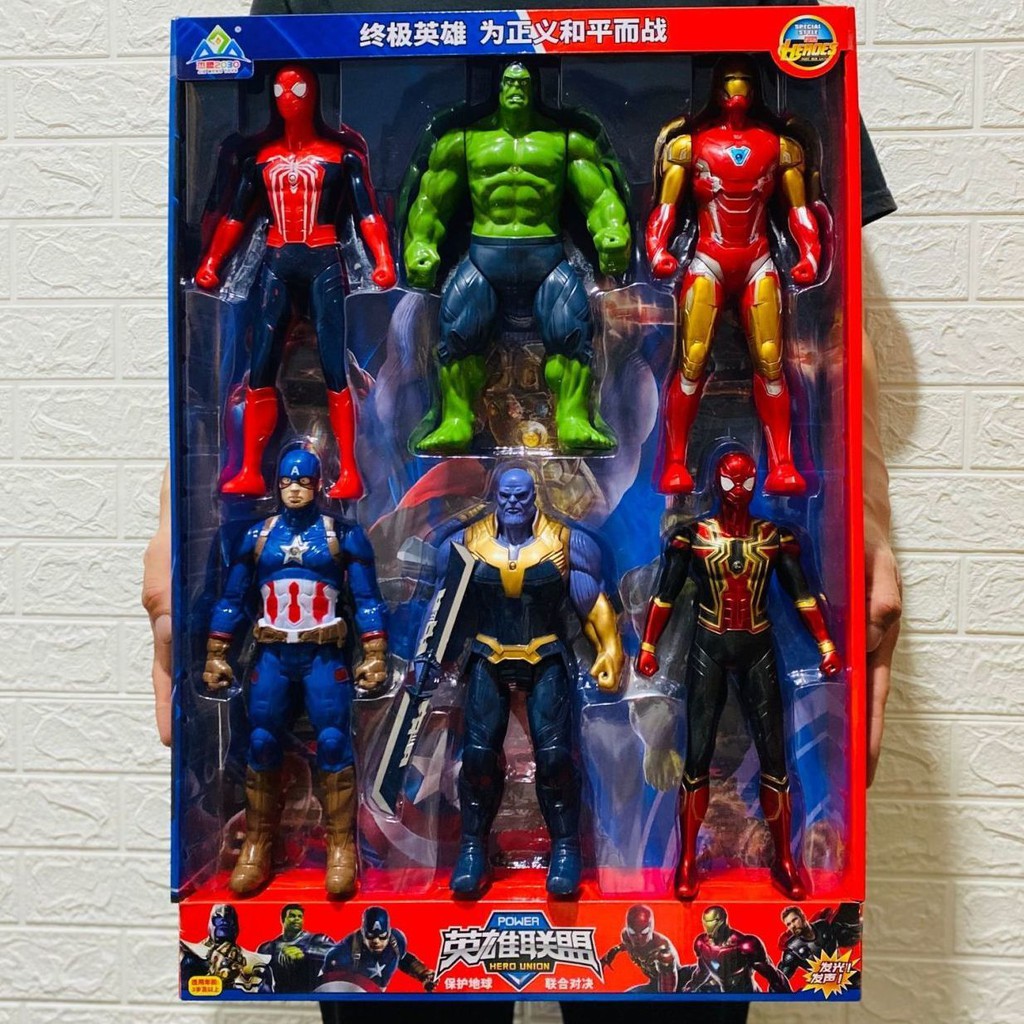 ♈∏✜Liên minh 31.5cm cao người sắt Spiderman mieba U.S. Thuyền trưởng nhúng tay vào đồ chơi mô hình của Avengers.