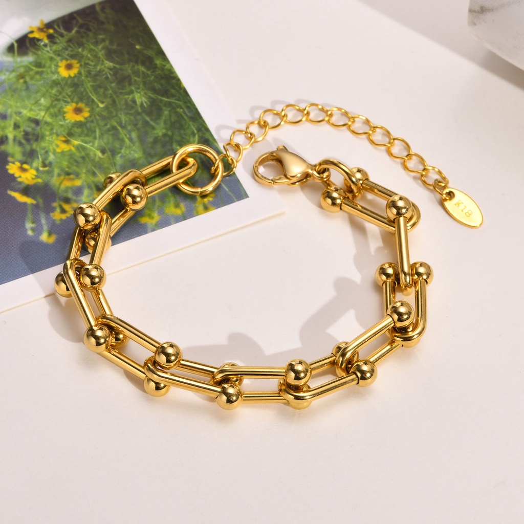 Vnox Dây Chuyền Vòng Tay Chuỗi Xích Nối Ghim Giấy Màu Vàng Hình Chữ U Thích Hợp Làm Quà Tặng