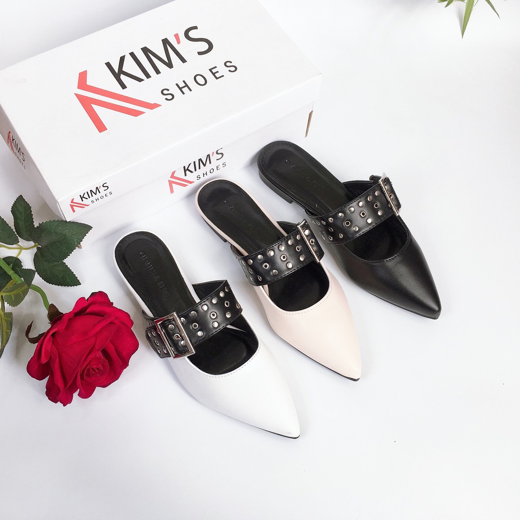 SỤC NỮ QUAI VIỀN ĐINH LỖ DA LÌ MŨI NHỌN KIMSHOES ( ẢNH THẬT KÈM VIDEO)