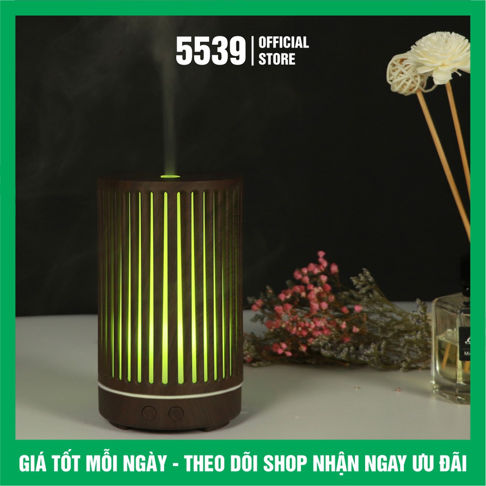 Máy xông tinh dầu phòng ngủ hình trụ dung tích 200 ml tặng kèm 2 chai tinh dầu 5 ml bảo hành 6 tháng - Shop 5539