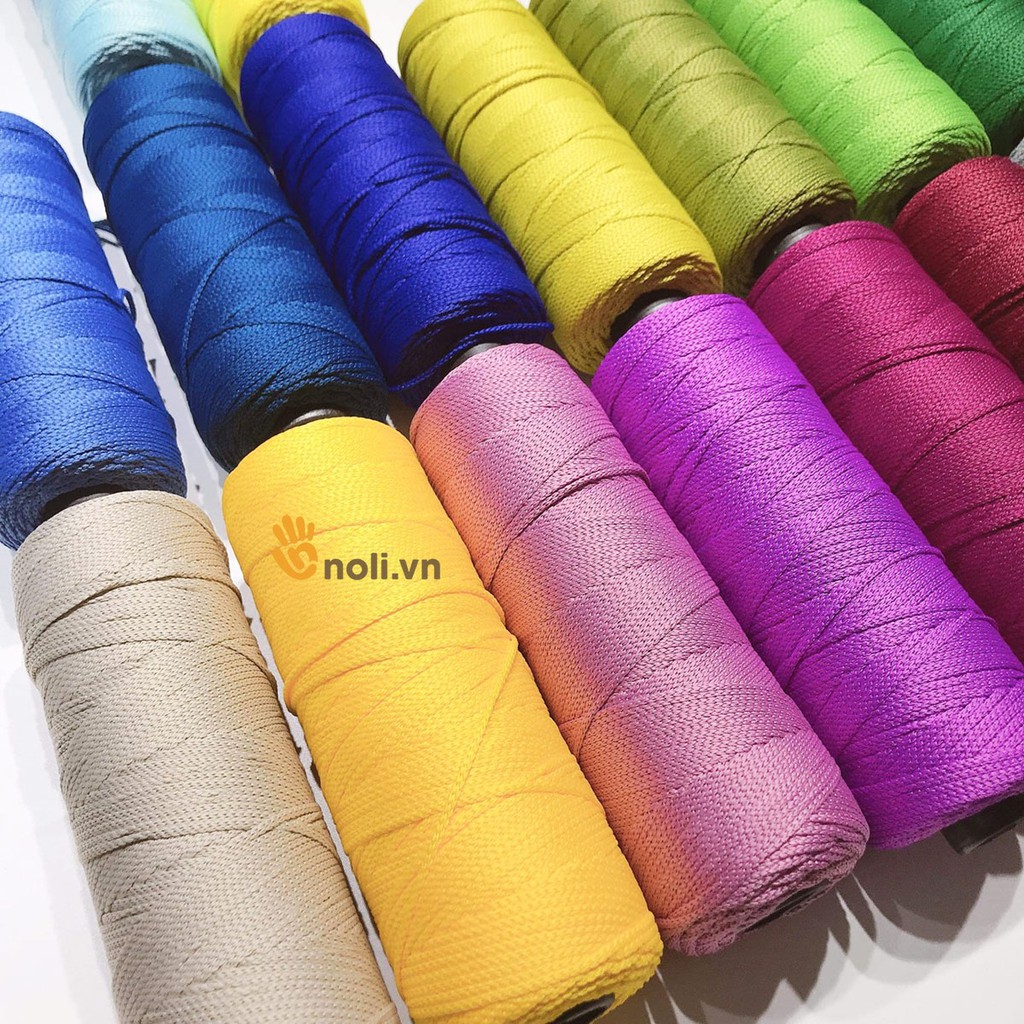 Sợi dệt trơn 2mm Craft yarn VN chuyên móc túi xách, ví, mũ nón lên dáng đẹp, màu sắc vintage 175g (Mã 41 đến 60)