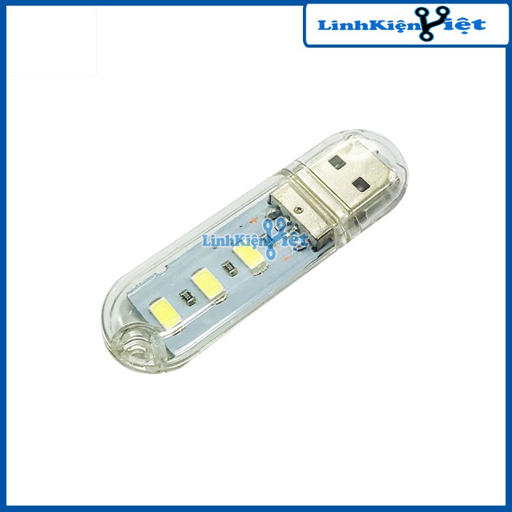 Thanh đèn LED mini v1 gồm 3 bóng cổng cắm USB thích hợp để bàn học làm việc