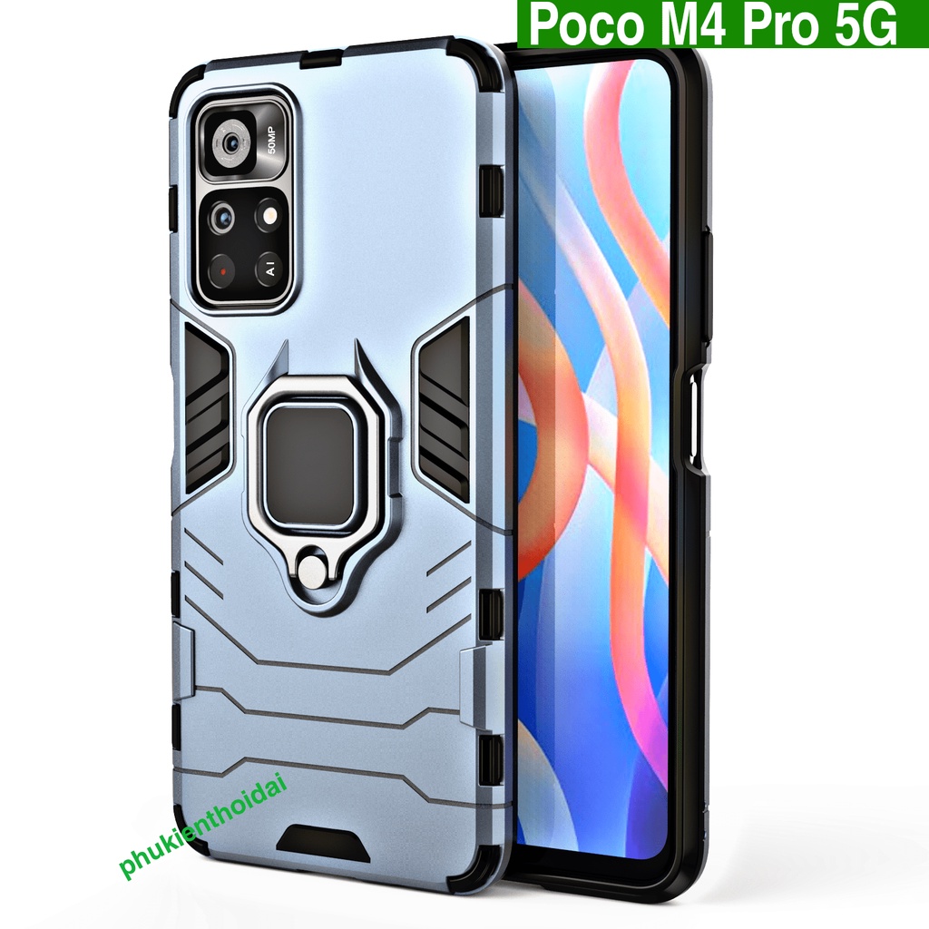 Ốp lưng Poco M4 Pro 5G Iron Man Iring chống sốc giá đỡ xem phim thời trang cao cấp nhẫn hút ô tô