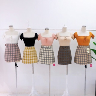 Áo croptop trễ vai đính nơ