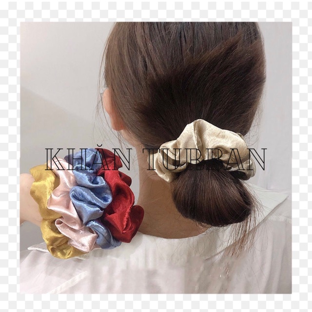 Cột tóc scrunchies dễ thương màu trơn