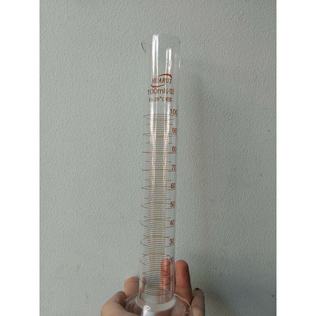 Ống đong thủy tinh đế tròn, chia vạch nâu, Cylinder thủy tinh boro, kháng hóa chất nhiều thể tích trong phòng thí nghiệm