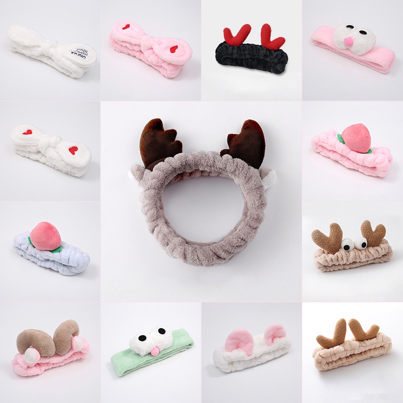 Băng đô Haimeikang chất liệu vải lông họa tiết dễ thương phong cách Hàn Quốc dùng khi rửa mặt