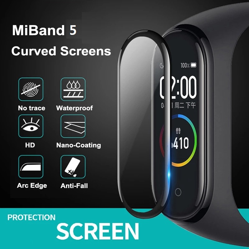 Set 1 / 3 / 5 Miếng Dán Màn Hình Cong 3d Cho Đồng Hồ Thông Minh Xiaomi Mi Band 5