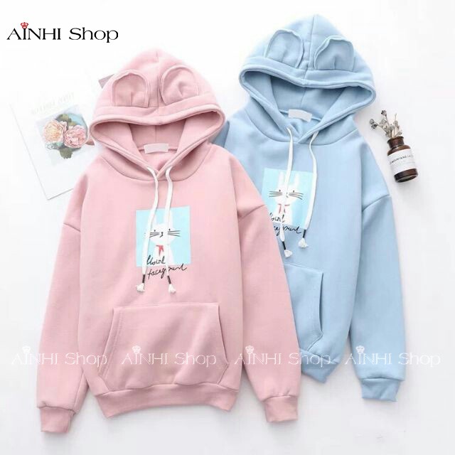Áo Hoodie Nữ ❤️FREESHIP❤️ Áo Khoác Hoodie Vải Nỉ Nhiều Màu In Hình Mèo Cute - Áo Hoodie Free Size Dưới 60kg | BigBuy360 - bigbuy360.vn