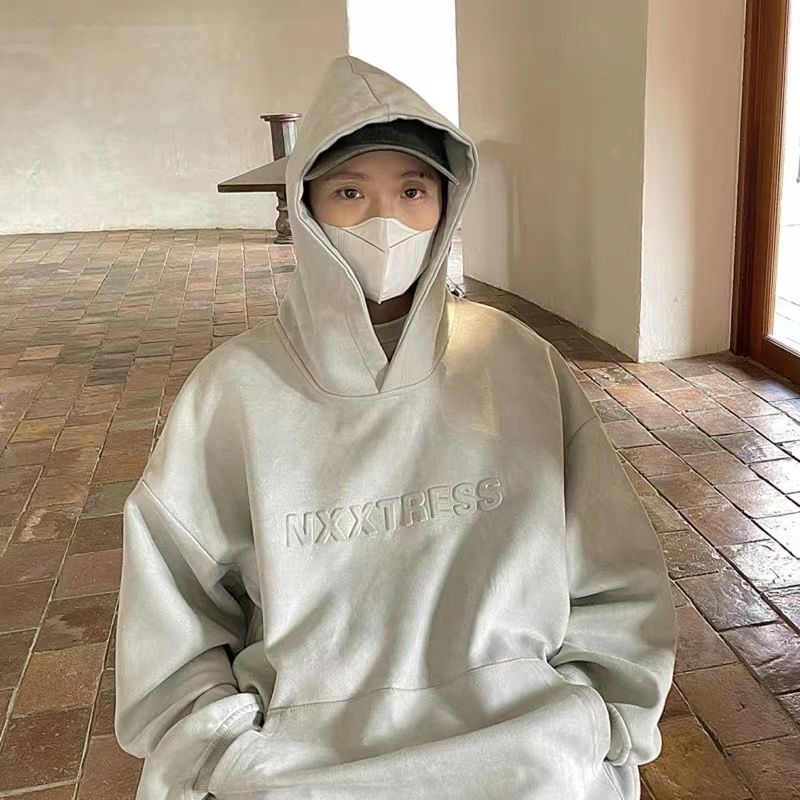 Áo Hoodie Da Lộn Lót Nhung Dày Dặn Dáng Rộng Phong Cách Retro Hong Kong Thời Trang Thu Đông Cho Nam