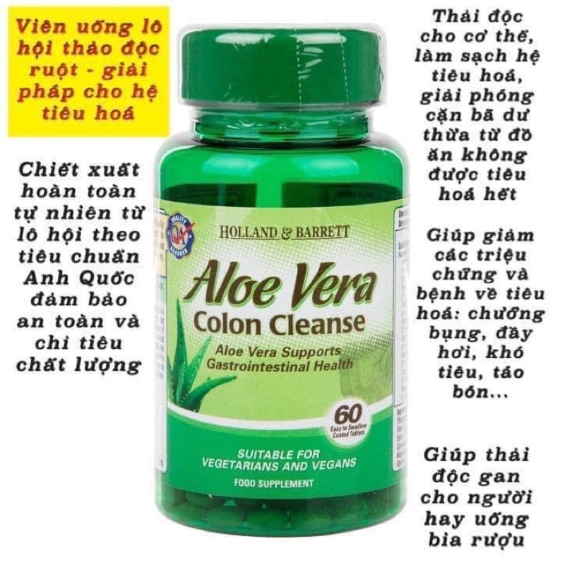 [ Chính hãng UK] ‼️ VIÊN UỐNG THẢI ĐỘC CHO ĐƯỜNG RUỘT ALOE VERA COLON SỐ 1 Uk 60 viên