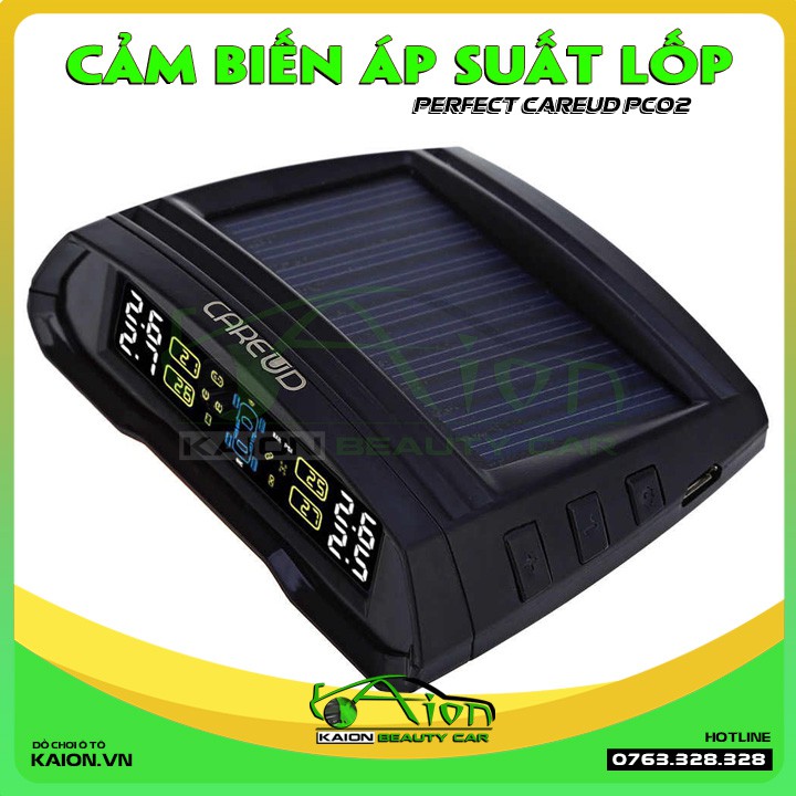 Cảm biến áp suất lốp CareUD PC02 van trong - bộ trung tâm đặt taplo sạc năng lượng mặt trời