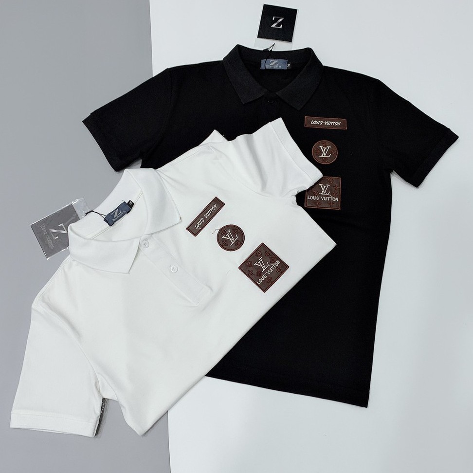 Áo thun nam polo tay ngắn có cổ thêu họa tiết chất cotton co giãn dày đẹp cao cấp AHFASHION