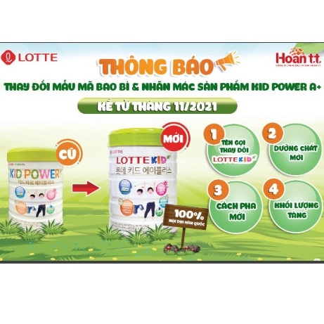 [Chính Hãng] Sữa Lotte Kid A+ Tăng chiều cao và cân nặng Hàn Quốc hộp 750g date mới nhất