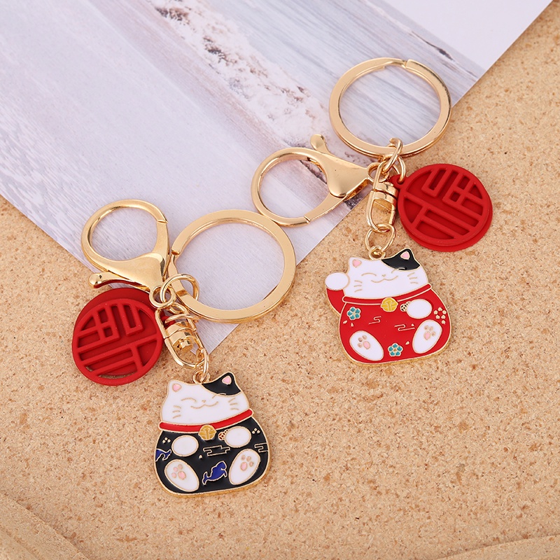 Móc khóa QIHE JEWELRY hình mèo may mắn 4 kiểu lựa chọn
